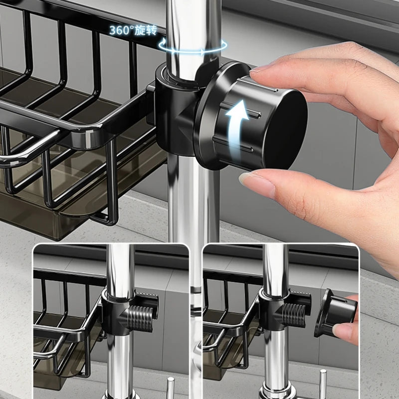 Stijlvol aluminium gootsteenrek, roestbestendig en duurzaam, voor een moderne en georganiseerde keuken.