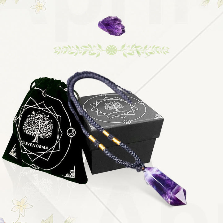 "Amethyst Kristall Halskette Hexagon-Design, violette Töne, spirituell, elegant, Heilende Energie, Balance und Ruhe"