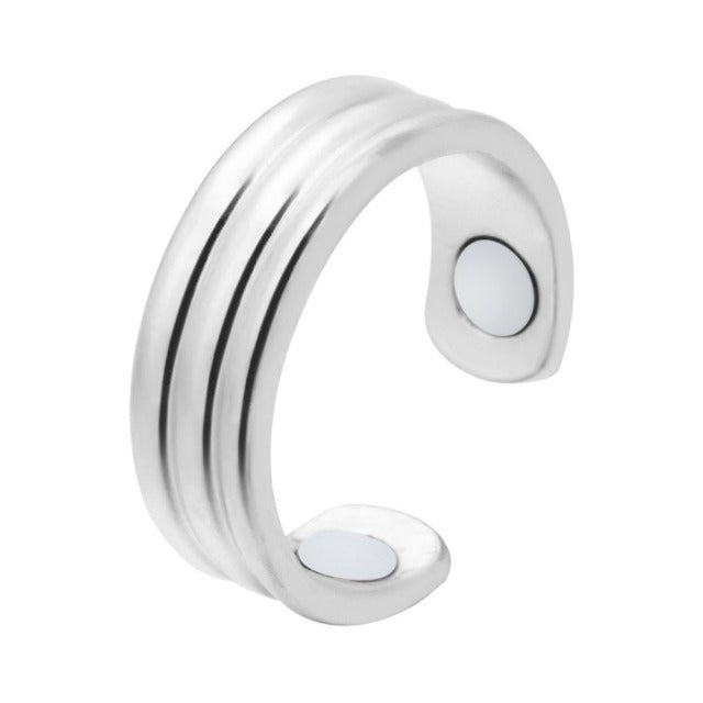 Anti-snurk ring, goudkleurig, magnetische therapie, acupressuurontwerp op pink, elegant uiterlijk.