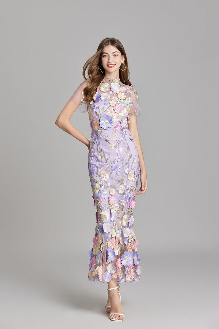 Elegante mouwloze damesjurk, geborduurd, vloeiend silhouet, veelzijdig voor elke gelegenheid