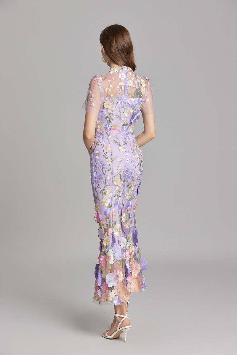Elegante mouwloze damesjurk, geborduurd, vloeiend silhouet, veelzijdig voor elke gelegenheid
