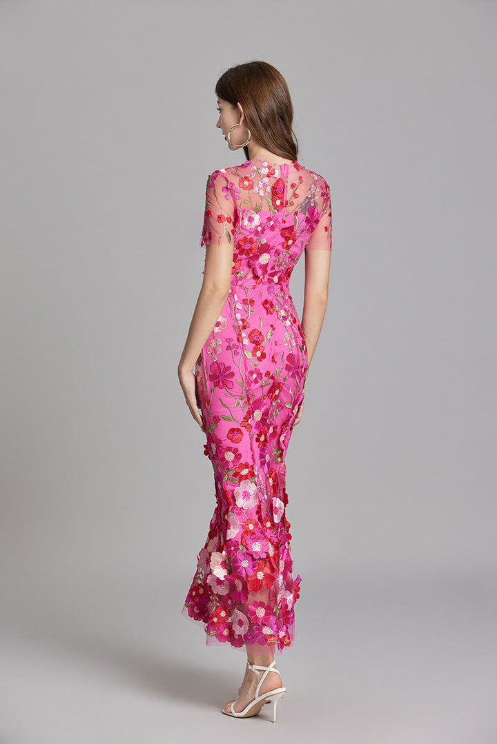 Elegante mouwloze damesjurk, geborduurd, vloeiend silhouet, veelzijdig voor elke gelegenheid