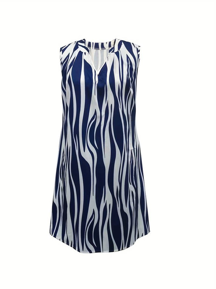 Dames mouwloze gestreepte mini-jurk, luchtige pasvorm, elegant streepmotief, perfect voor zomeractiviteiten.