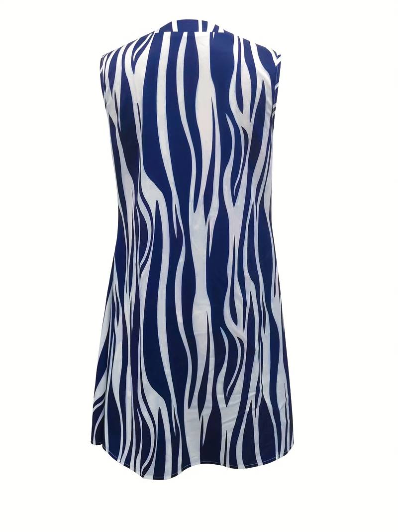 Dames mouwloze gestreepte mini-jurk, luchtige pasvorm, elegant streepmotief, perfect voor zomeractiviteiten.