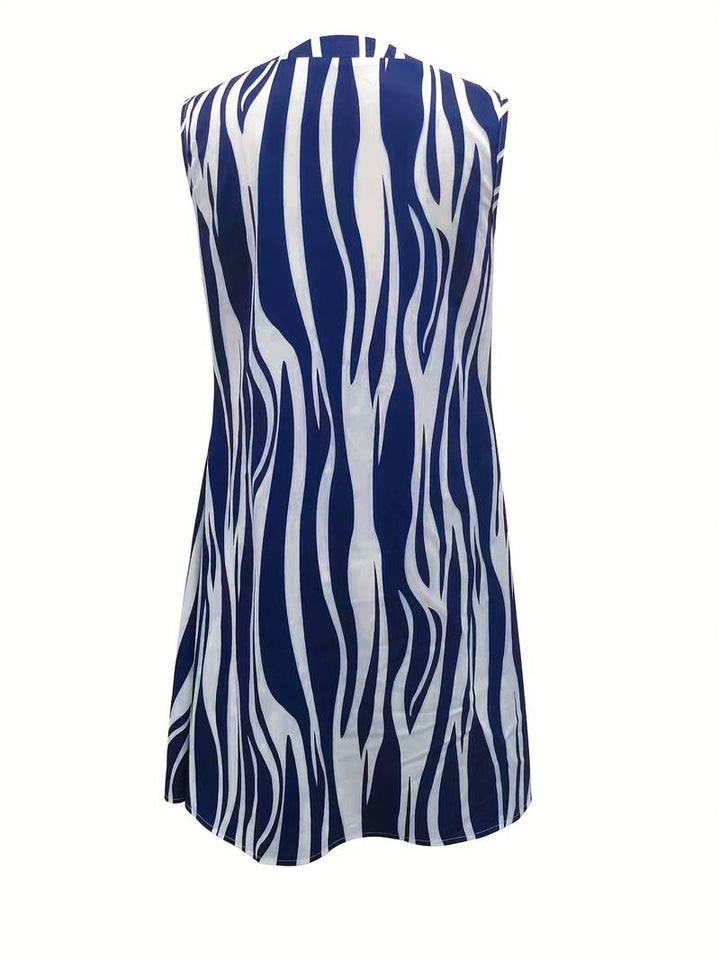 Dames mouwloze gestreepte mini-jurk, luchtige pasvorm, elegant streepmotief, perfect voor zomeractiviteiten.