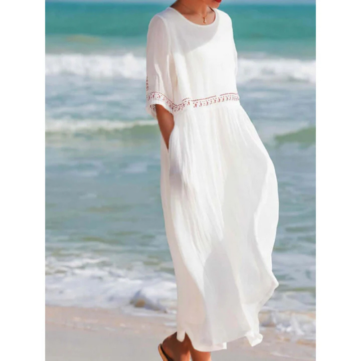 Dames mouwloze midi-avondjurk in een zwierig ontwerp, flatterend silhouet, ideaal voor formele gelegenheden.