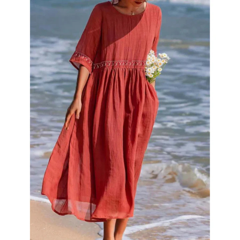 Dames mouwloze midi-avondjurk in een zwierig ontwerp, flatterend silhouet, ideaal voor formele gelegenheden.