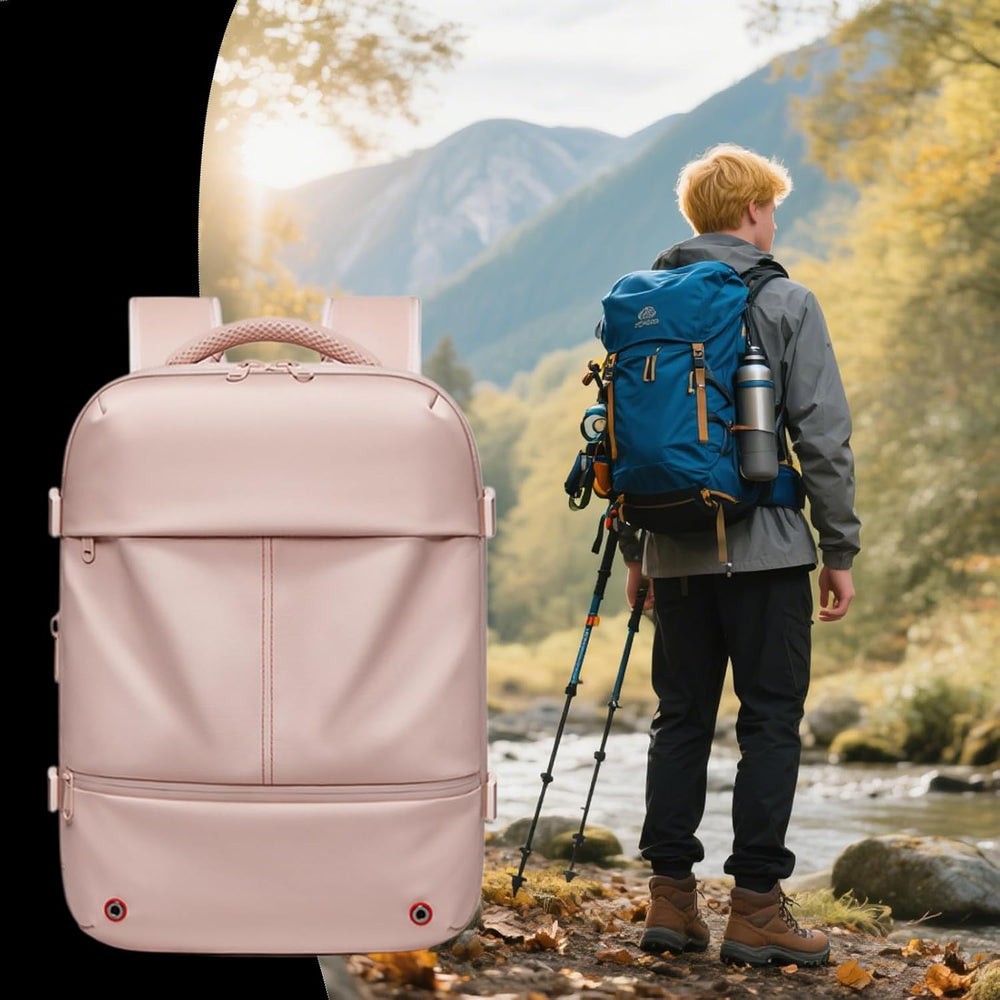 Unisex reisrugzak Arvid met vacuümcompressie, ideaal voor maximale ruimtebesparing.
