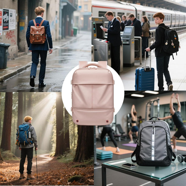 Uitbreidbare rugzak Arvid voor reizen, met slimme compressiefunctie voor kleding.