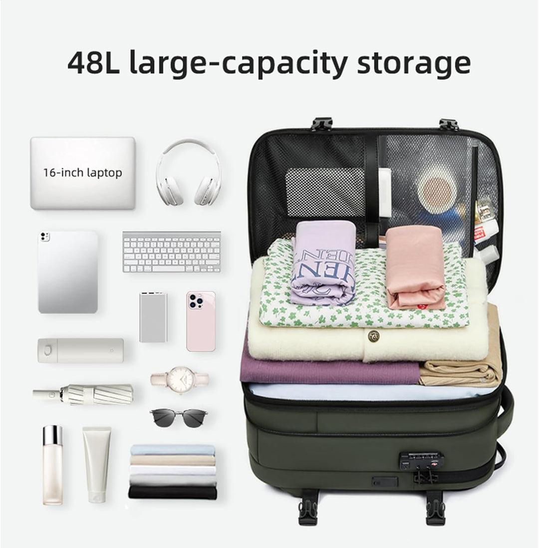 Comfortabele unisex reisrugzak Arvid, uitbreidbaar voor extra bagage.