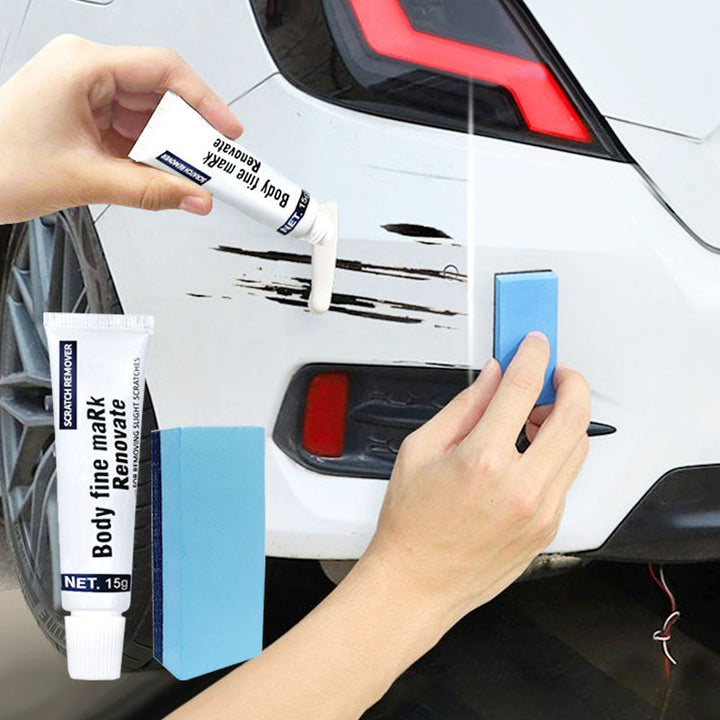 Autolak Krassen Reparatiepasta, effectieve krasverwijdering met witte pasta op spons, perfecte glansbescherming voor auto's