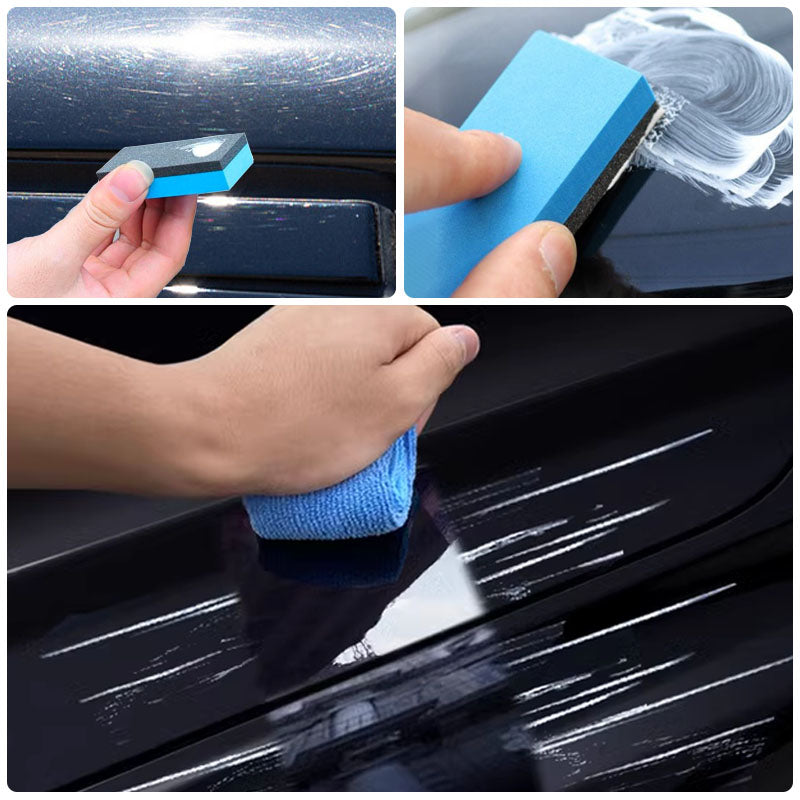 Autolak Krassen Reparatiepasta, effectieve krasverwijdering met witte pasta op spons, perfecte glansbescherming voor auto's