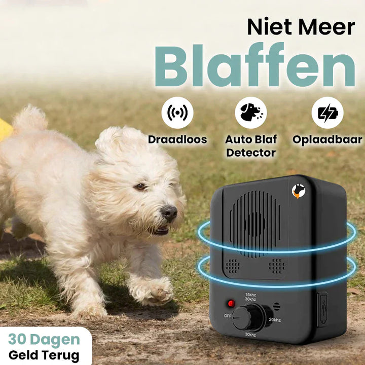 Automatische ultrasone blafstopper voor honden. Diervriendelijk hulpmiddel voor effectieve blafbeheersing en rust thuis.