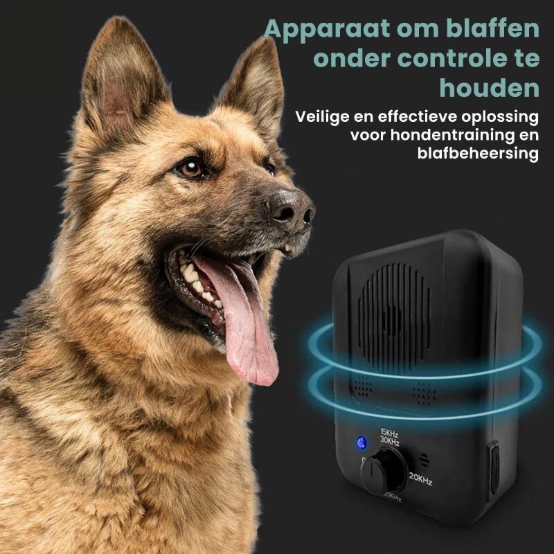Compacte, diervriendelijke automatische blafstopper voor honden. Effectief in het verminderen van overmatig geblaf.