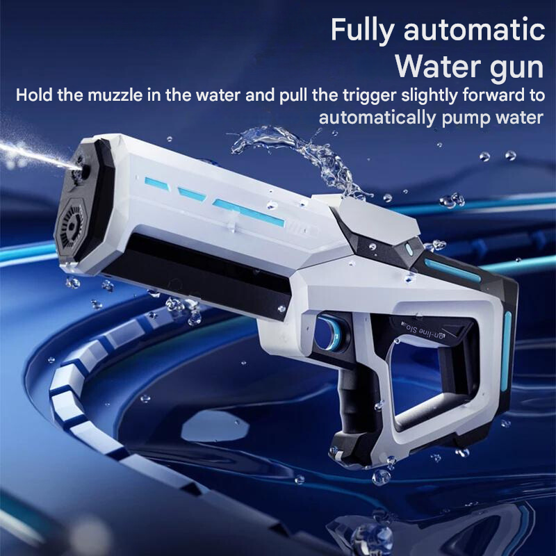 Automatisch waterpistool met 1L tank, 10m bereik, stijlvol design, ideaal voor zomerse watergevechten buiten.