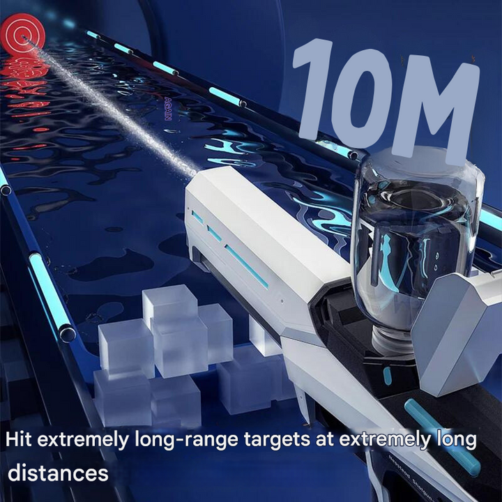 Automatisch waterpistool met 1L tank, 10m bereik, stijlvol design, ideaal voor zomerse watergevechten buiten.
