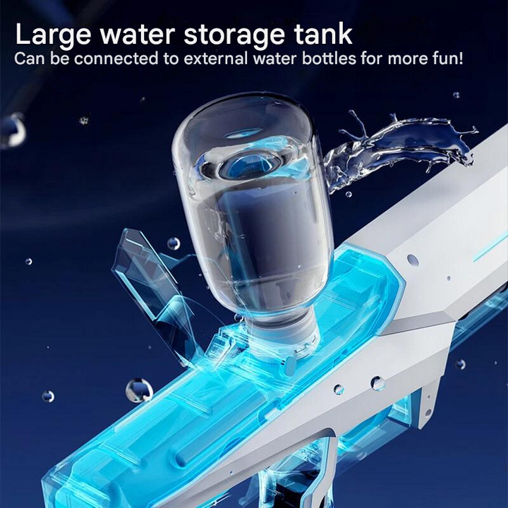 Automatisch waterpistool met 1L tank, 10m bereik, stijlvol design, ideaal voor zomerse watergevechten buiten.