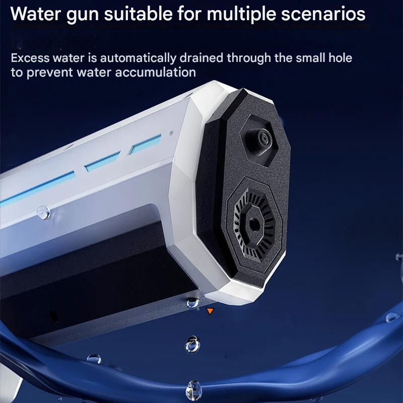 Automatisch waterpistool met 1L tank, 10m bereik, stijlvol design, ideaal voor zomerse watergevechten buiten.