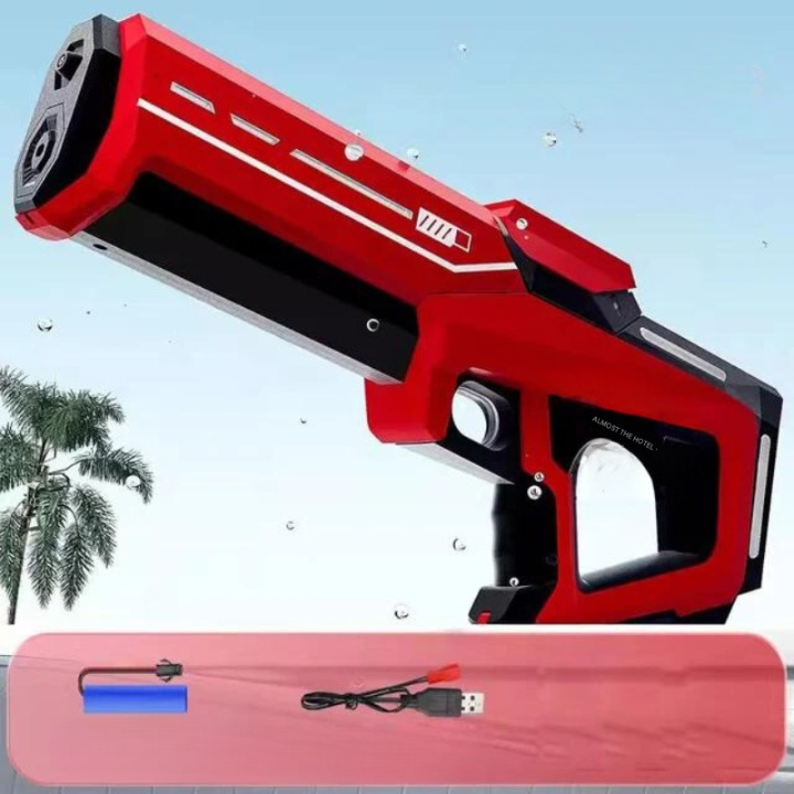 Automatisch waterpistool met 1L tank, 10m bereik, stijlvol design, ideaal voor zomerse watergevechten buiten.