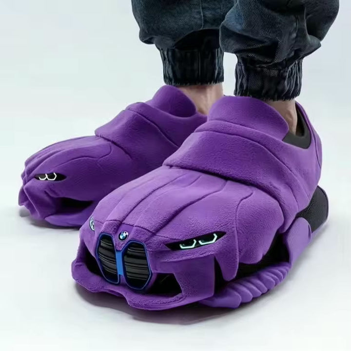 Verwarmde herenpantoffels in autodesign met antislipzool, warme voering en gedetailleerde look voor wintercomfort