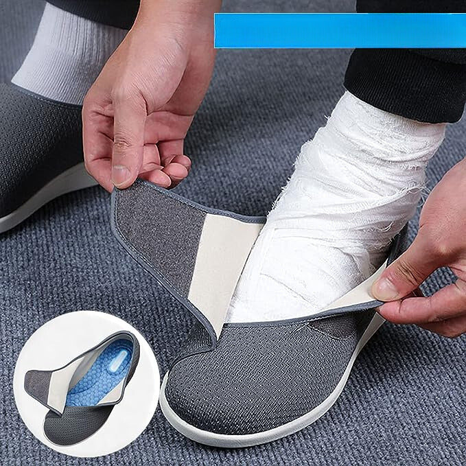 Comfortabele diabetesschoenen voor dames, brede pasvorm, zachte vulling, dempende zool, ideaal voor gevoelige voeten.