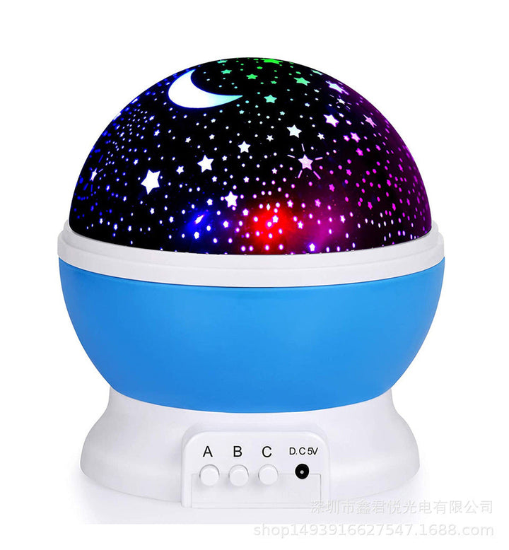 Rustgevende nachtlamp bol met sterrenprojectie en kleurverandering voor kinderen, creëert een sprankelende sterrenhemel in de kamer.