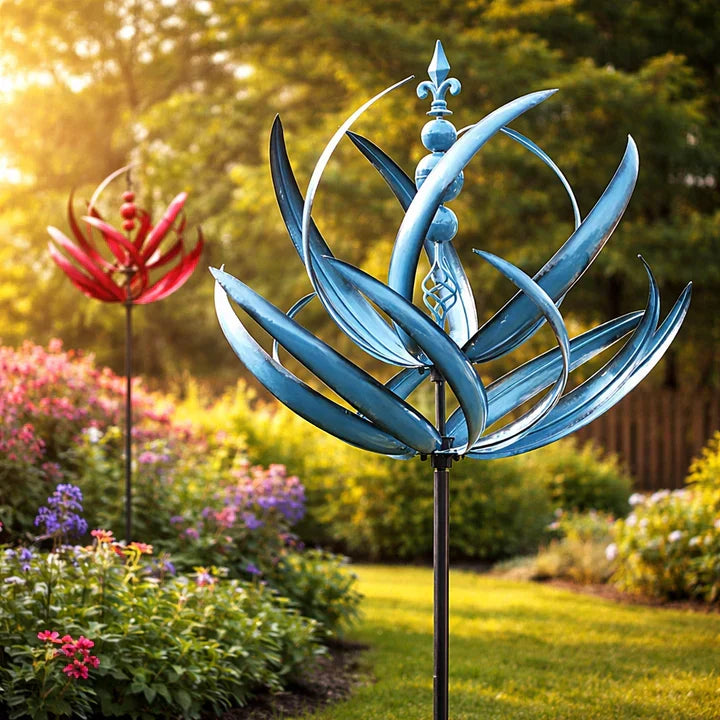 Betoverende FloraSpindel lotus windvaan voor tuin & terras, weerbestendige tuindecoratie en kunst.