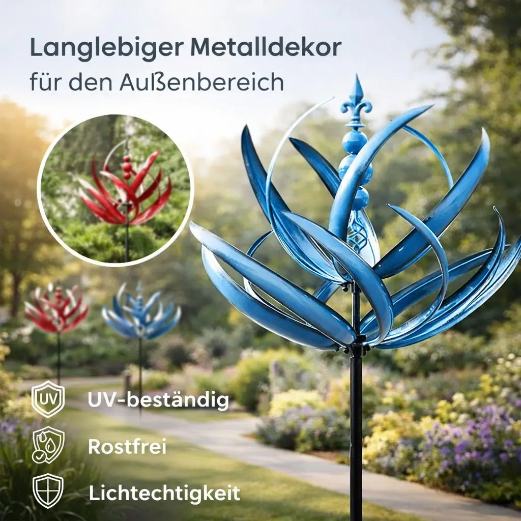 Ideaal cadeau: betoverende FloraSpindel lotus windvaan, duurzame tuindecoratie voor tuinliefhebbers.