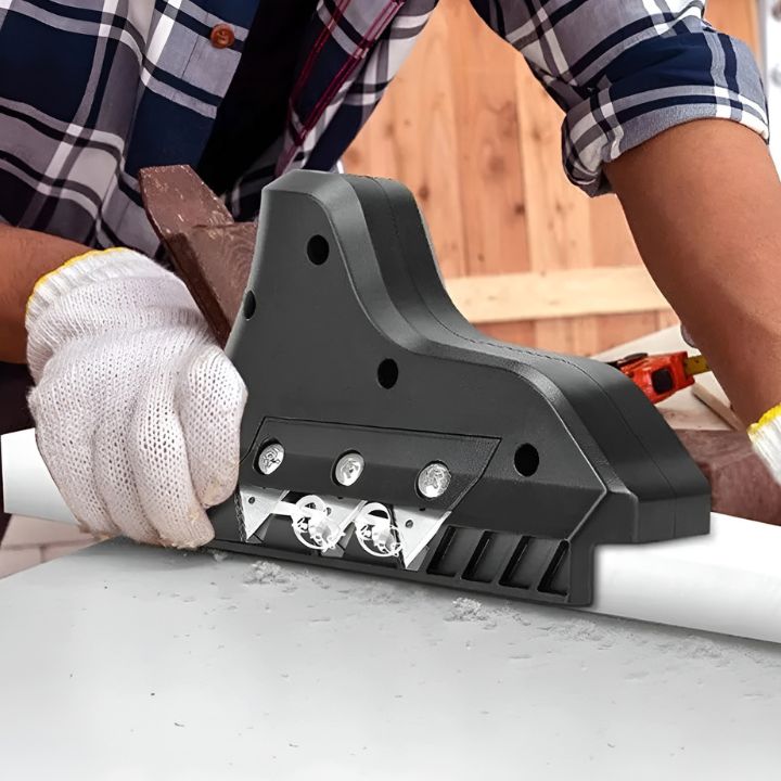 BevelPro afschuiningsgereedschap voor precieze randafwerking in houtbewerking en gipsplaat.