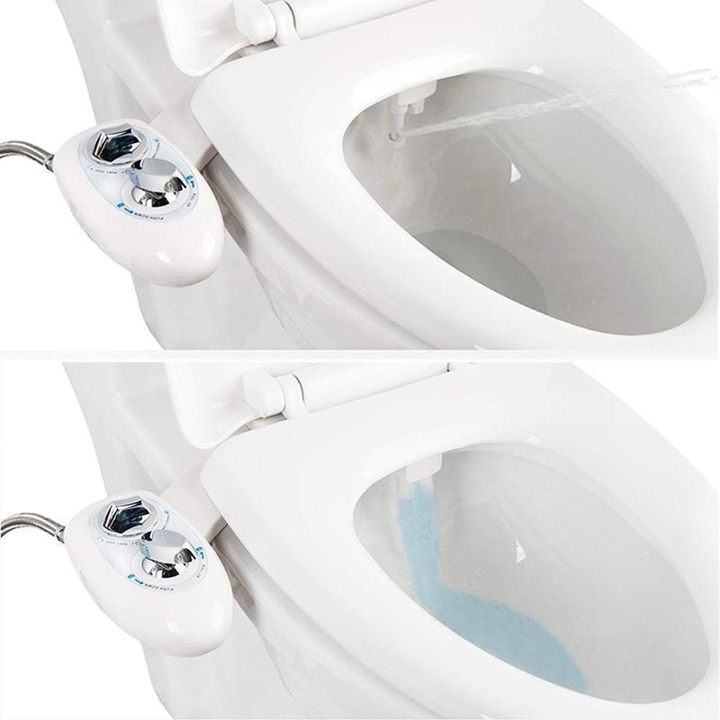Bidet toilet opzetstuk met roestvrijstalen accessoire en zelfreinigende sproeiers voor eenvoudige montage en efficiënte reiniging