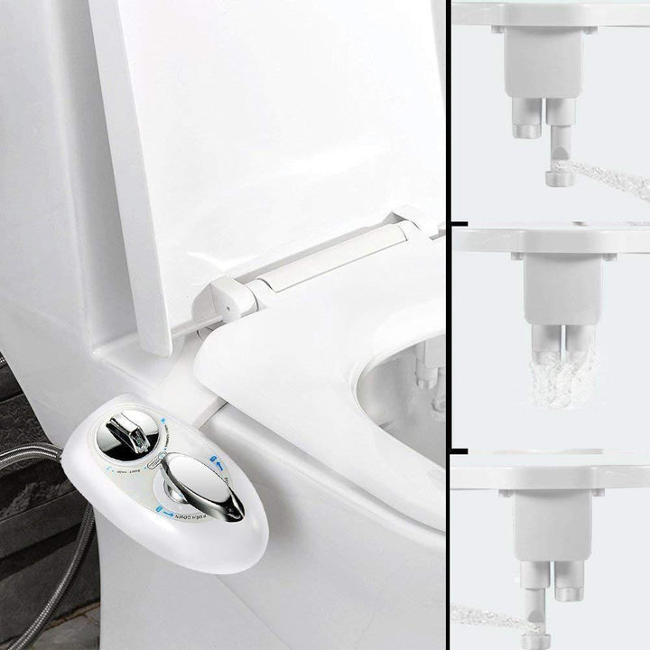 Bidet toilet opzetstuk met roestvrijstalen accessoire en zelfreinigende sproeiers voor eenvoudige montage en efficiënte reiniging