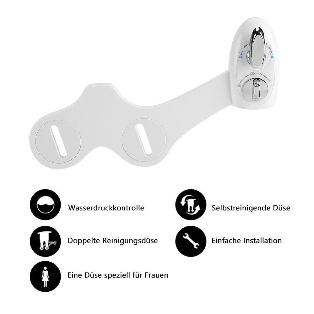 Bidet toilet opzetstuk met roestvrijstalen accessoire en zelfreinigende sproeiers voor eenvoudige montage en efficiënte reiniging