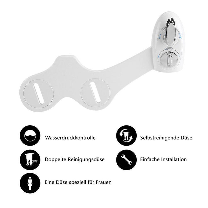Bidet toilet opzetstuk met roestvrijstalen accessoire en zelfreinigende sproeiers voor eenvoudige montage en efficiënte reiniging