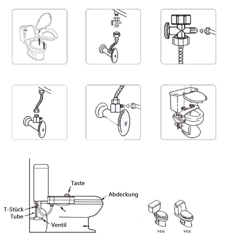 Bidet toilet opzetstuk met roestvrijstalen accessoire en zelfreinigende sproeiers voor eenvoudige montage en efficiënte reiniging
