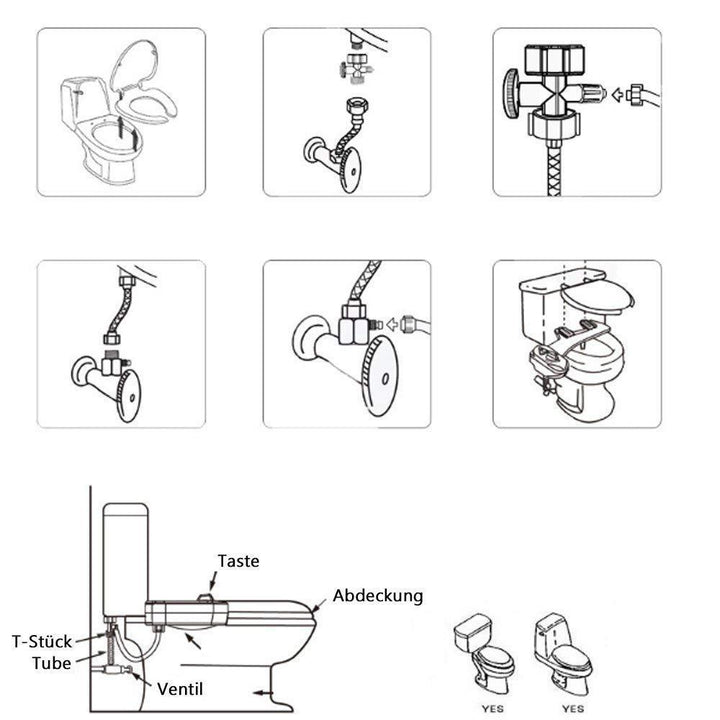 Bidet toilet opzetstuk met roestvrijstalen accessoire en zelfreinigende sproeiers voor eenvoudige montage en efficiënte reiniging