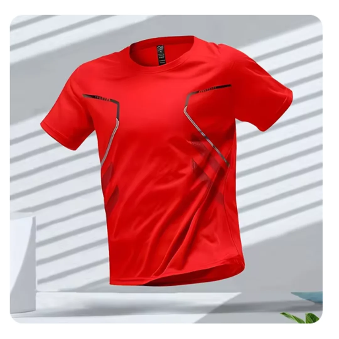Blauw heren sport-T-shirt, ademend, sneldrogend, ergonomisch ontwerp voor maximale bewegingsvrijheid.