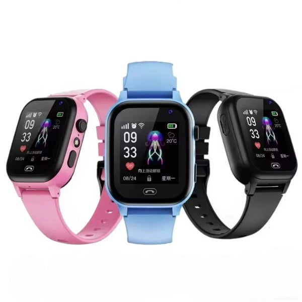 Multifunctioneel kinder GPS smartwatch met videobellen, camera, spatwaterdicht en SOS-knop, ideaal voor avontuurlijke kinderen.