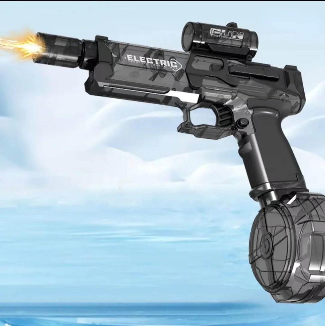 Modern lekvrij elektrisch waterpistool in blauw-zwart, perfect voor spannende watergevechten voor kinderen.