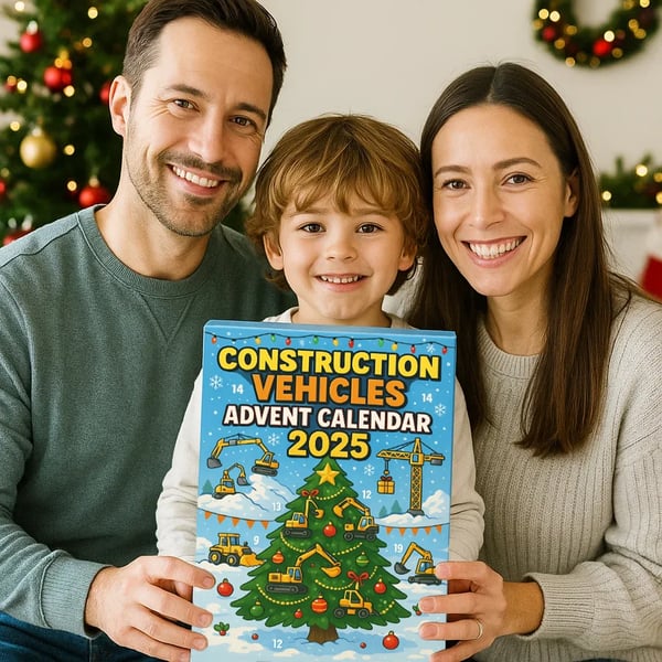 Leuke bouwvoertuigen adventskalender; ideaal kerstcadeau voor kinderen, met 24 mini bouwvoertuigen speelgoedauto's.