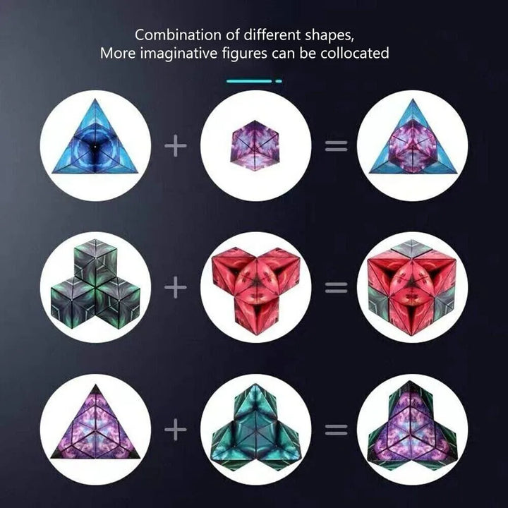 Magnetische toverkubus als veelzijdig puzzelspeelgoed in verschillende vormen en kleuren.