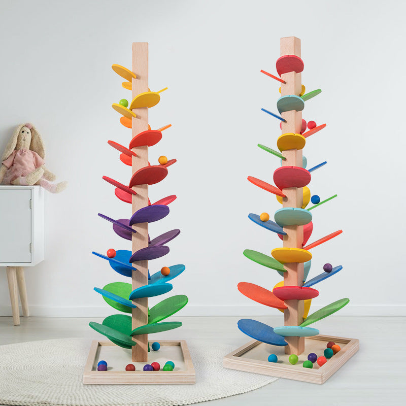Kleurenrijke Montessori Regenboog Marmeren Houten Toren, educatief voor kinderen, stimuleert motorische vaardigheden en visuele waarnemi