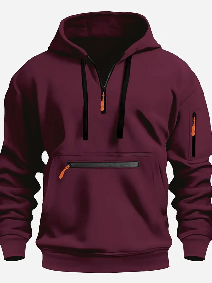 Heren Comfortabele Hoodie met Halve Rits