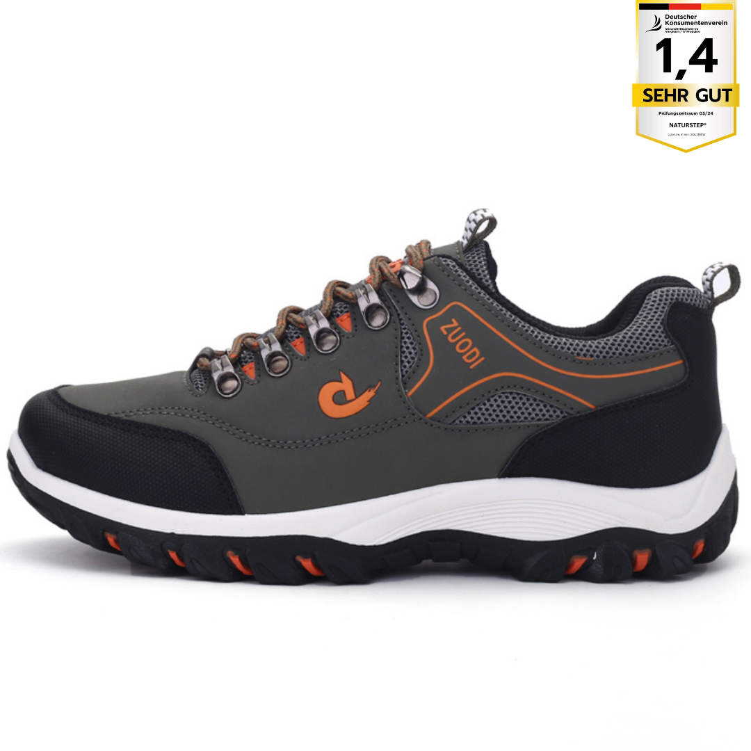OrthoQuest Camouflage orthopedische wandelschoen met schokdempende zool en ergonomisch ontwerp voor unisex comfort.