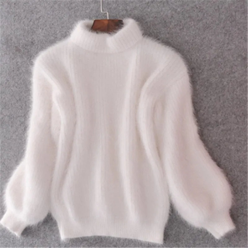 Elegante casual Angora gebreide trui Livia voor dames. Stijlvolle comfortabele damestop voor vrouwen.