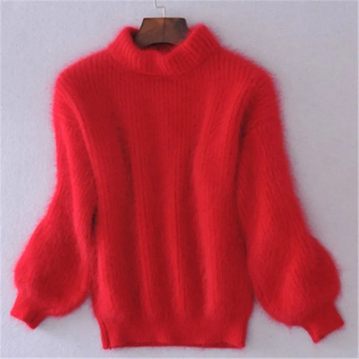 Luxe Angora gebreide wintertrui Livia. Comfortabele en stijlvolle damestrui voor koude dagen, zachte stof.