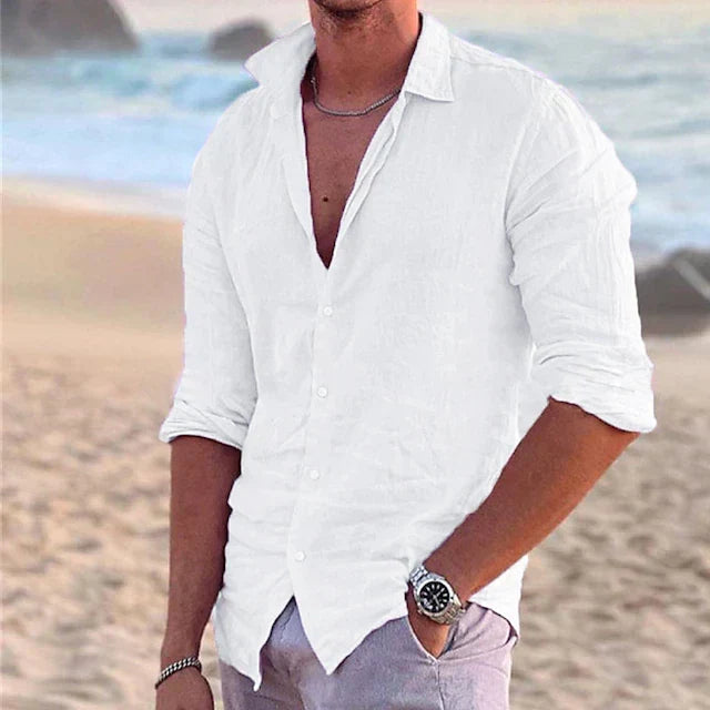 Ademend en veelzijdig heren overhemd, lange mouwen, ideaal voor een comfortabele zomerse look.