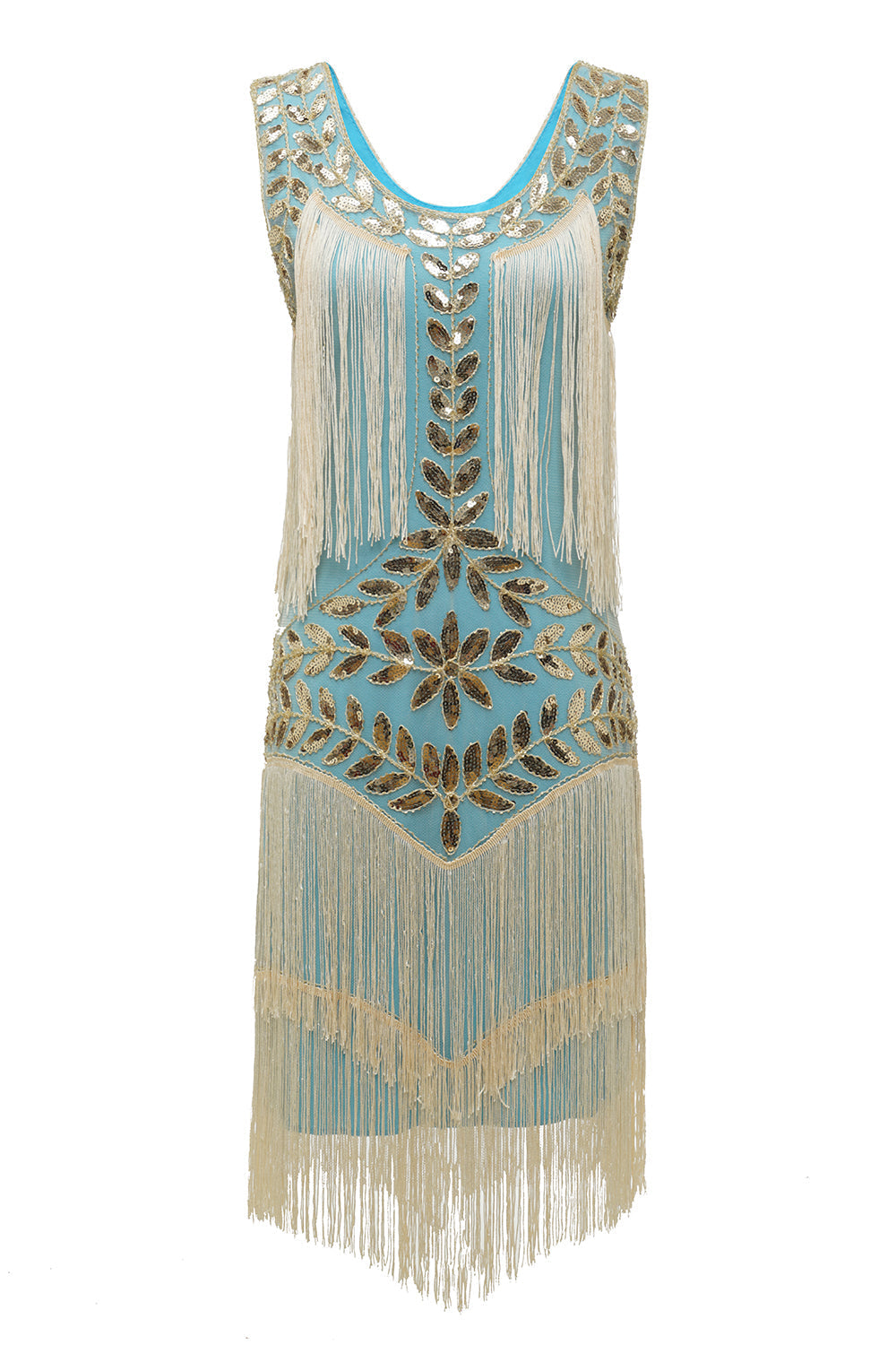 Charleston jurk in donkergroen, vintage jaren 20 stijl, met franjes en Art Deco patronen, paillettenjurk voor feesten.