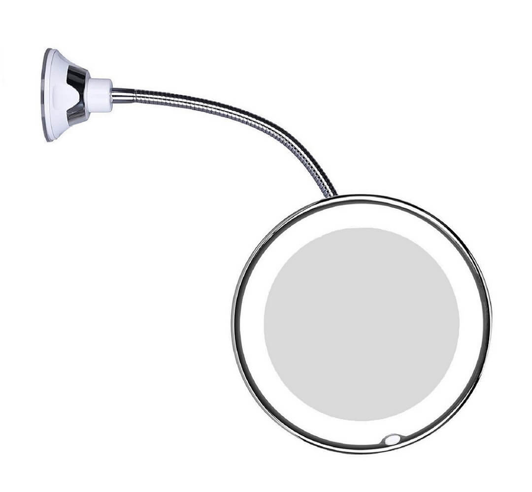 Draadloze LED vergrootspiegel met 10x vergroting, perfect als badkamer spiegel voor make-up en verzorging.