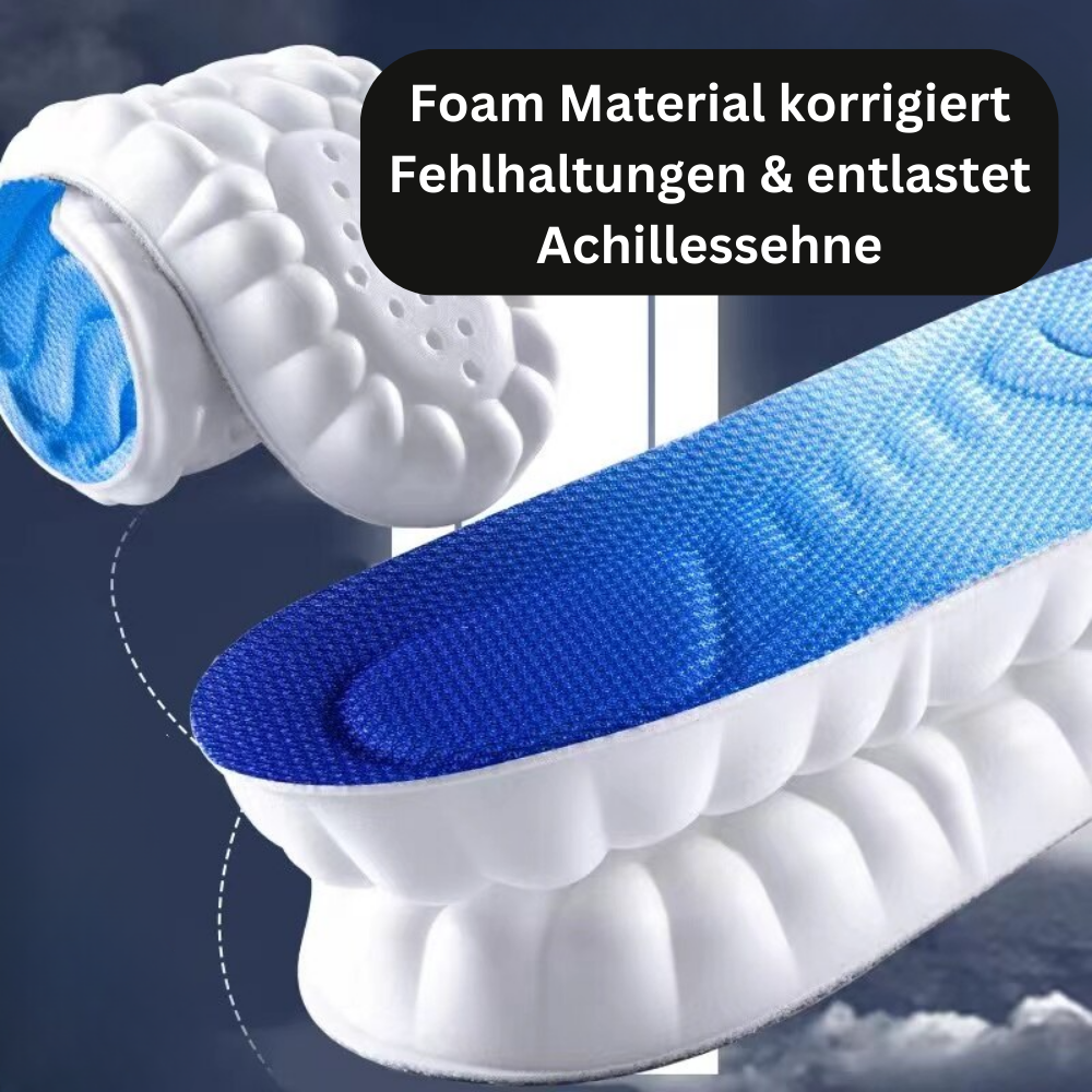Unisex grijze/blauwe CloudFlex orthopedische inlegzolen. Aanpasbaar voor comfort en steun, schokabsorberend.