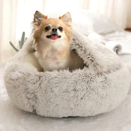 Comfortabel grijs honden droombed met hoge randen voor extra veiligheid en zalige slaap. Wasbaar hondenbed.